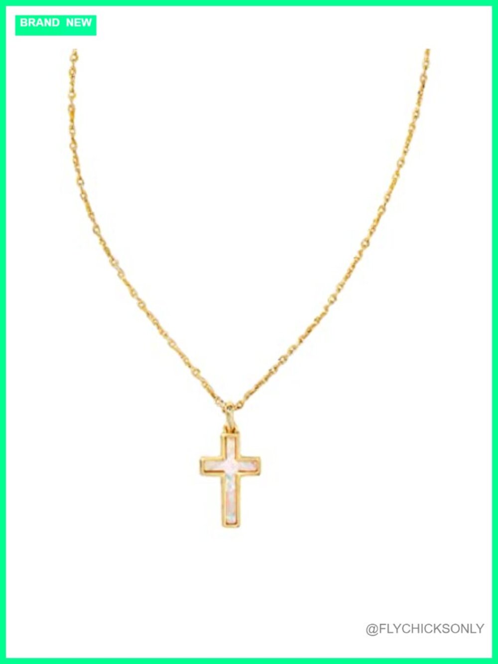 Cross Pendant Necklace for Women 19" Chain 14k Gold Plated
